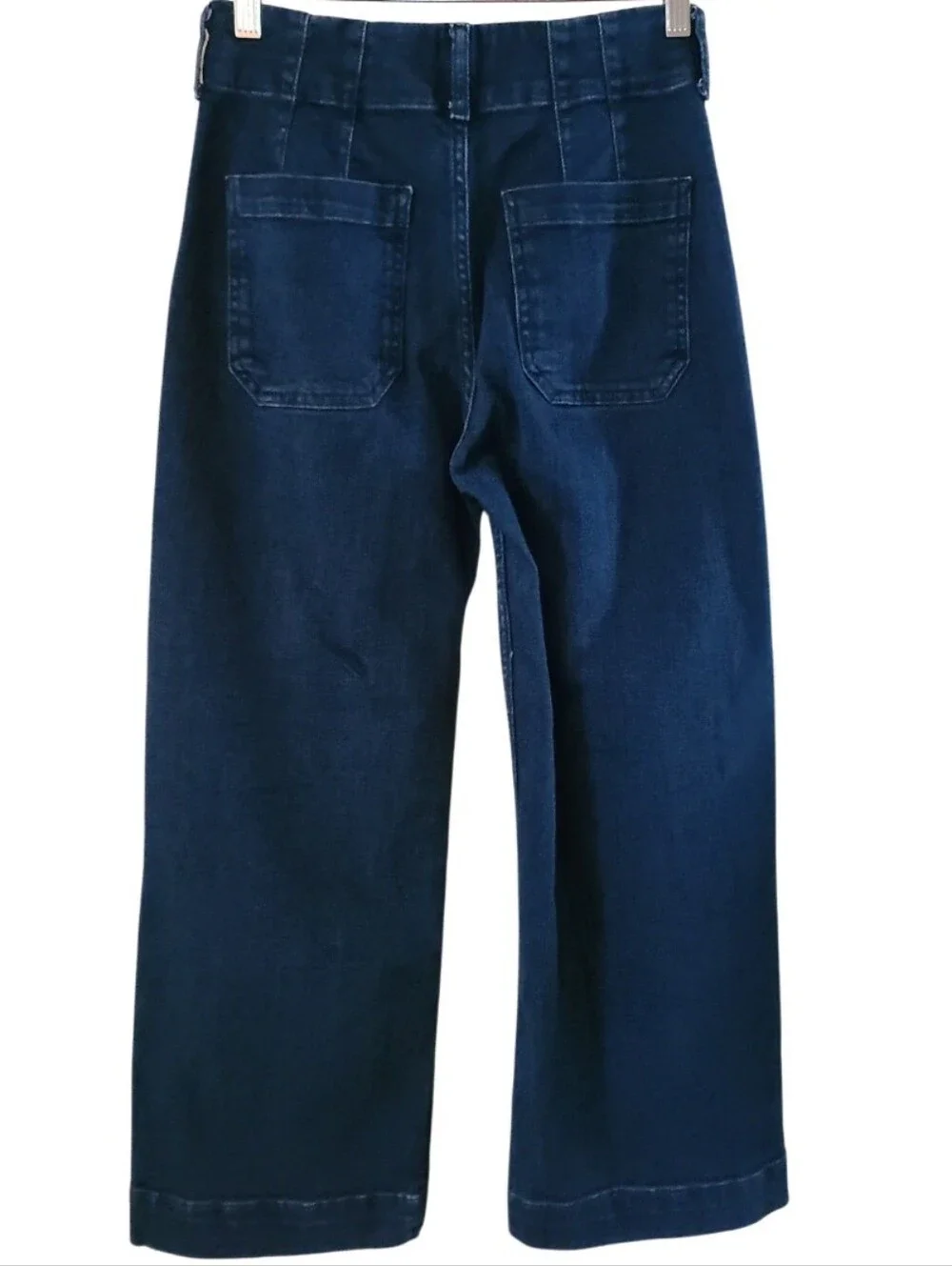 Maeve Anthroplogie The Colette Cropped Wide Leg Pants Jeans Dark Blue - Picture 9 of 16